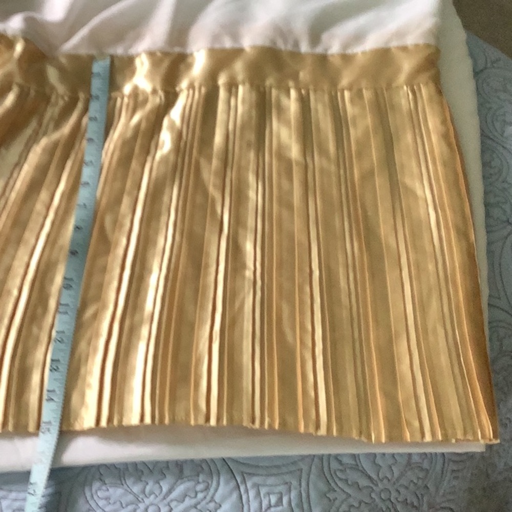 Gold Pleated dust ruffle / bed skirt